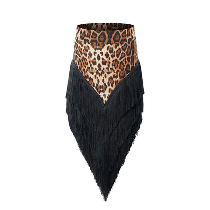 DUYQ children's style "Leopard Hidden Summer Ying" 003 slanted shoulder one-piece top Latin dance girls' practice clothes professional - Mine·Jas