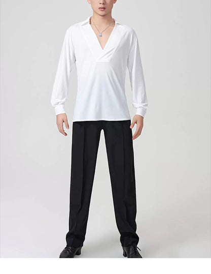 BOBO-DANCE.L188 Boys Latin Dance Suit Men's Long Sleeve Top Practice Suit Loose and Breathable Senior Professional Art School Students