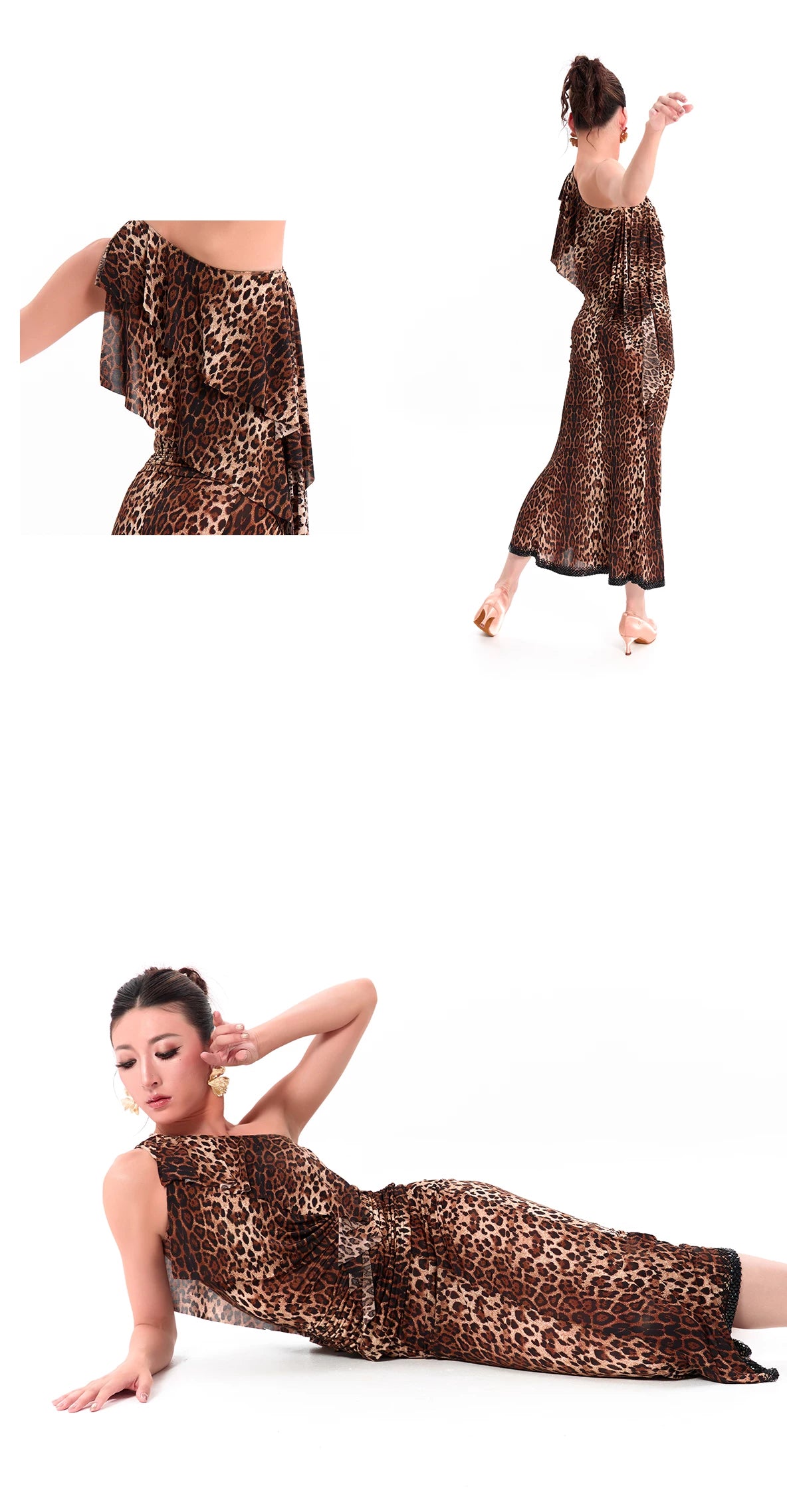 DUYQ "Leopard Hidden, Xia Ying" Modern 017 Ribbon Slash Shoulder Top National Standard Women's Modern Dance Practice Suit New Product