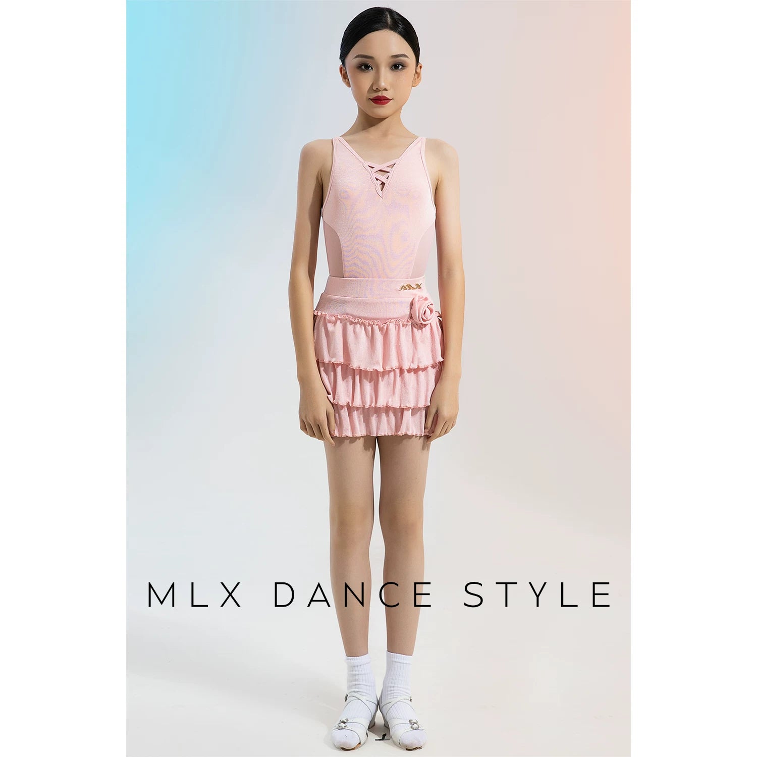 MLX gold 133/202 children's Latin dance costume girls suspender top cake skirt dance training performance practice clothing - Mine·Jas