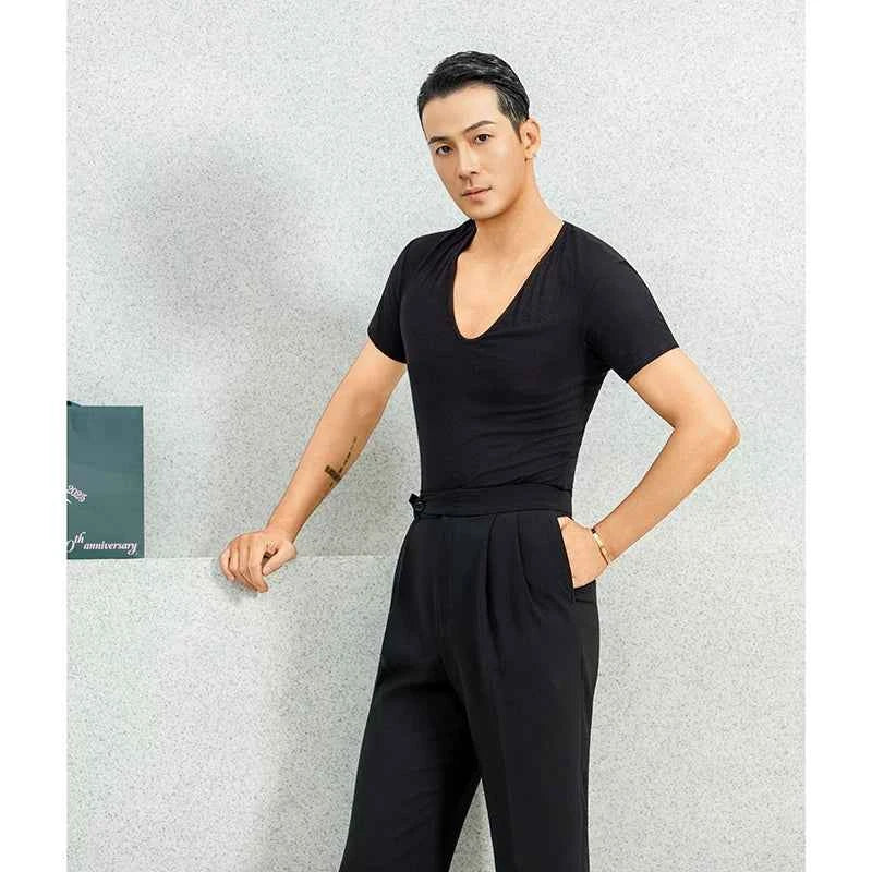 DONGXIN Men's Latin Dance Three-dimensional Pleated Pipe Pants NK857