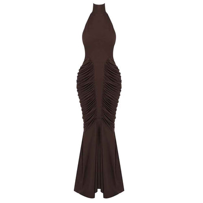 Z0069 High collar halter neck slim long skirt