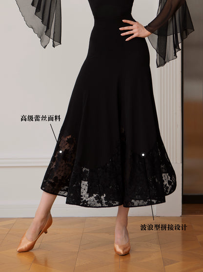 TID  lace ballroom dance practice suit professional ballroom dance big swing skirt