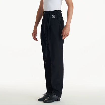 DUYQ Men's Series 009 Elastic Drawstring Straight Pants Latin Dance Practice Suit Advanced Professional