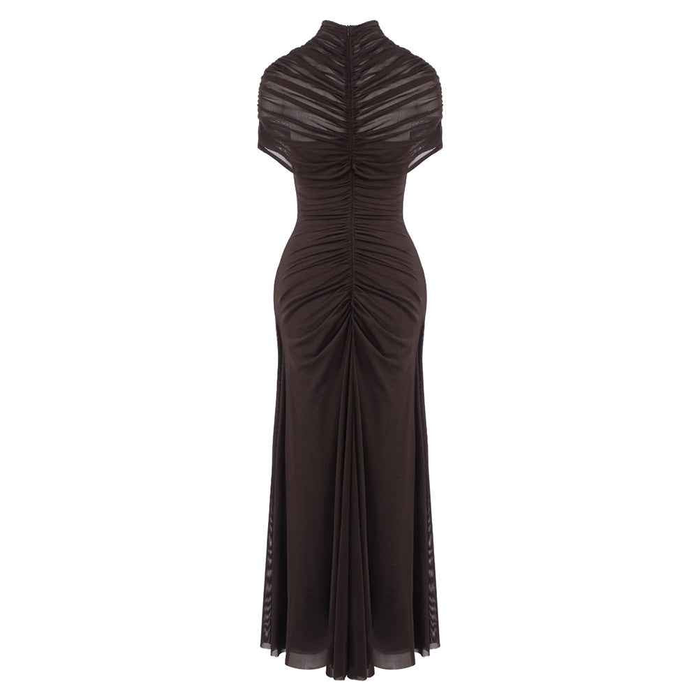 BD2671 Navel-baring mesh dress with large skirt