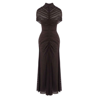BD2671 Navel-baring mesh dress with large skirt