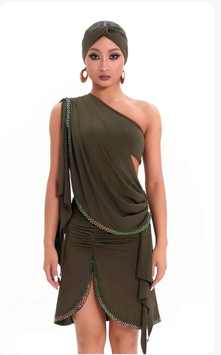 DUYQ "Green Limited" 005 streamer tube top national standard women's Latin dance practice clothes professional new products