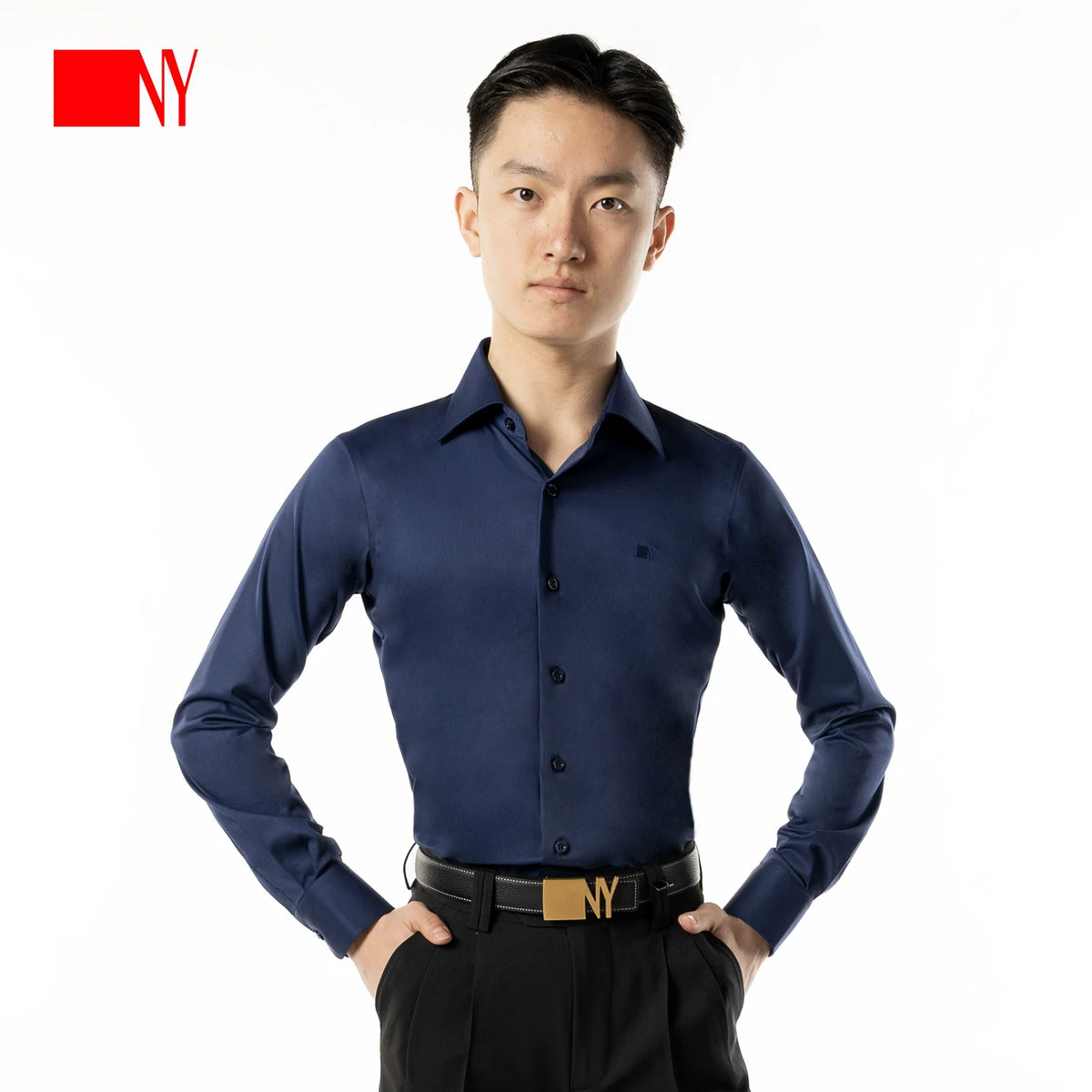 NY Dance Top Men's Long Sleeve Shirt Dance Suit National Ball Dance Adult Practice Dance Suit Men's 23110S