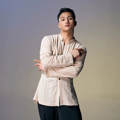 DUYQ "New Men" 015 Lightly Neutral Wind Top National Standard Men's Latin Dance Practice Suit Professional