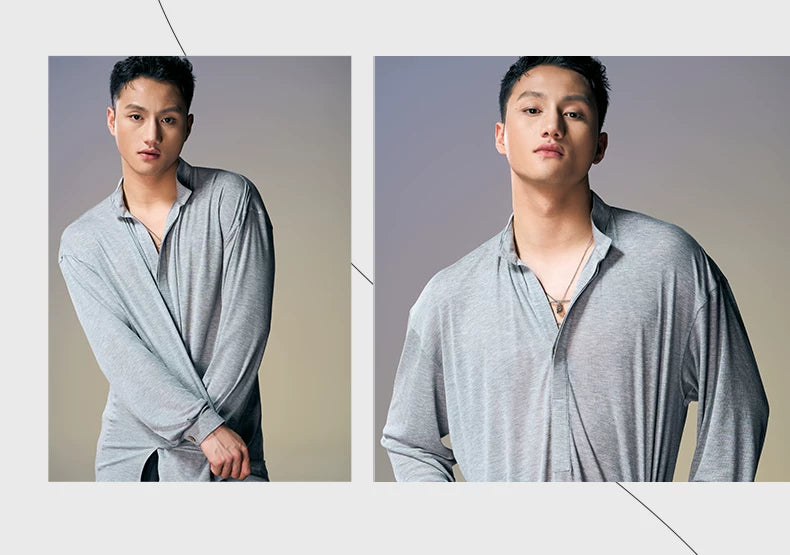 DUYQ "New Men" 008 Classic replica of the national standard men's Latin dance practice clothes, shirts and tops