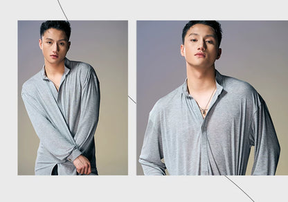 DUYQ "New Men" 008 Classic replica of the national standard men's Latin dance practice clothes, shirts and tops