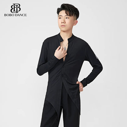 BOBO DANCE Latin Dance Suit Men's Long Sleeve Top Practice Suit Loose Couple Shirt Premium Shirt Professional Art School Student