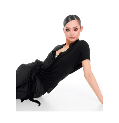 DUYQ "Female Teacher Series" 005 Deep V Irregular Design Lace-up Top National Standard Latin Dance Clothing Professional