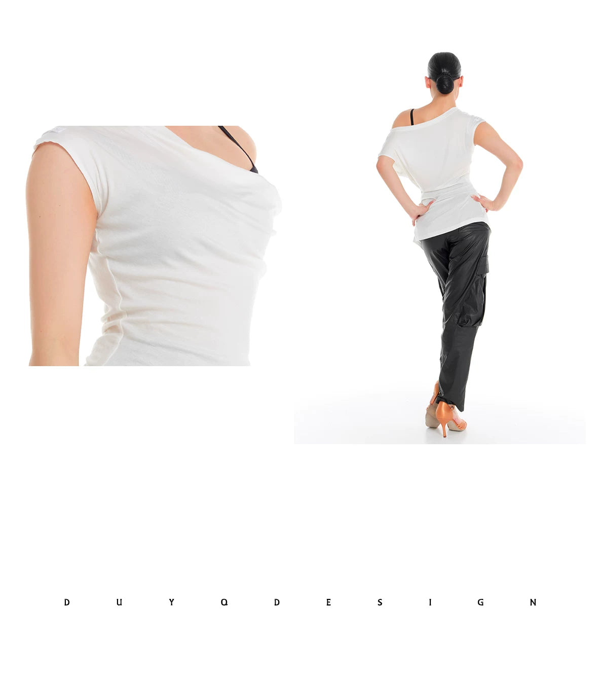 DUYQ "Female Teacher Series" 003 Loose Slant Shoulder One Size Split Top National Standard Latin Dance Clothing Professional