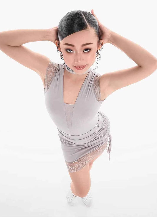 DUYQ children's style "Mountain Awakening Spring" 009 original lace one-piece top Latin dance girls practice clothes