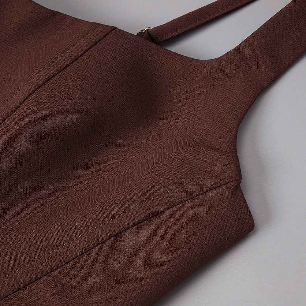 Z0070 Square neck suspender pleated design sleeveless short skirt