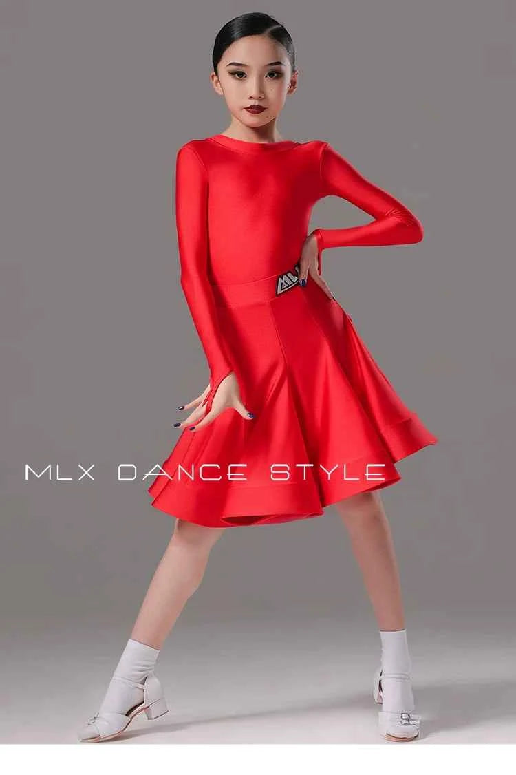 MLX Children's Latin Dance Costumes Girls' Performance Costumes Grading Regulations Children's Latin Dance Competition Costumes