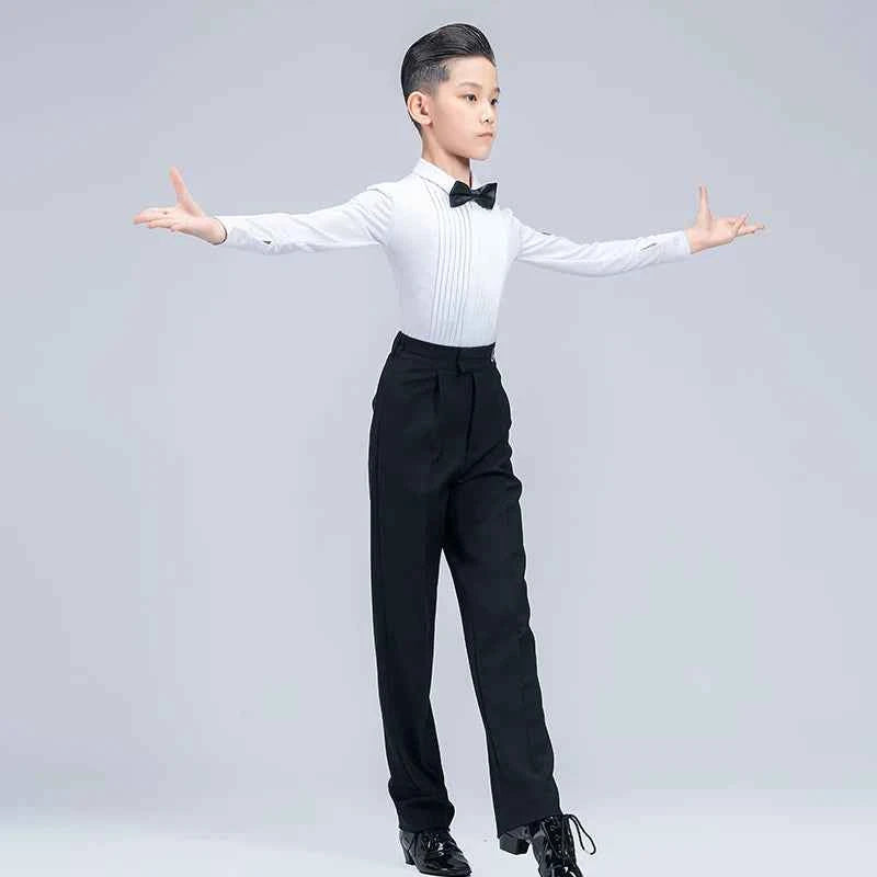 G.DANCE Children's Dance Costume Boys Latin Modern Dance White Shirt Trousers Performance Competition Regulations Uniform 5104