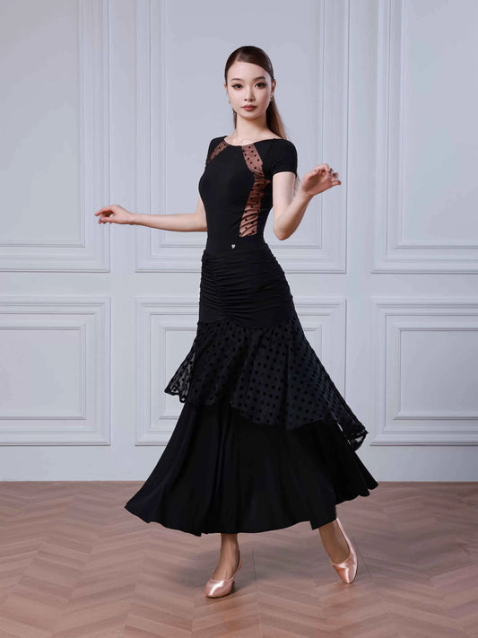 TID modern dance skirt summer new modern dance top split suit premium ballroom dance suit B081 + S050