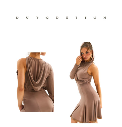 DUYQ [Polina-3] 005 Classic hood dress women's Latin dance practice clothes professional performance clothes