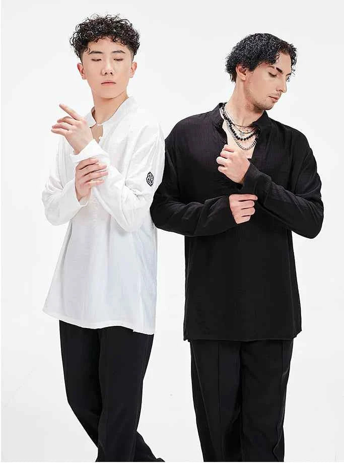 BOBO Boys Latin Dance Clothing High-end Professional Practice Clothing Men's Adult Loose Art Test Short Sleeve Top