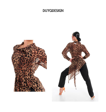 DUYQ "Female Teacher Series" 002 diagonal placket strap design sense teaching top national standard Latin dance uniform professional