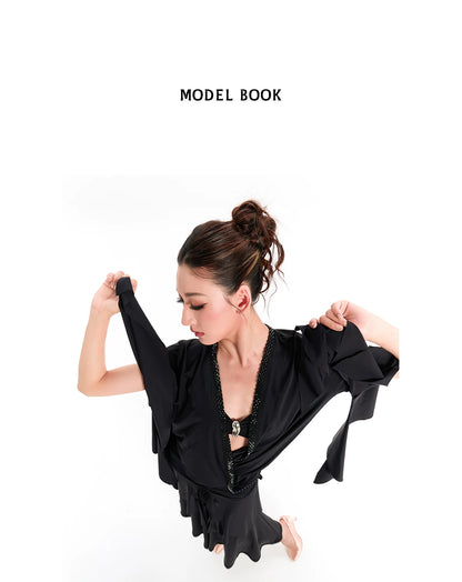 DUYQ "Mountain Awakening Rain Modern" 007V Neck Ribbon One Size Top National Standard Women's Modern Dance Practice Suit Professional