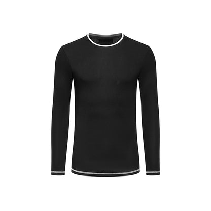 DUYQ "Black and White" Men's 009 Small Crew Neck Long Sleeve Versatile Single Product National Standard Latin Dance Practice Suit