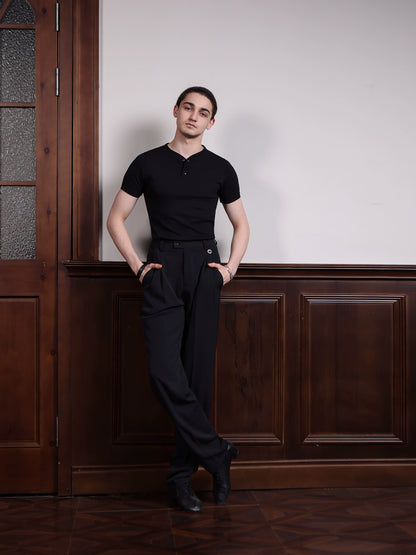 TID-A010  2025 spring and summer new small V-neck short-sleeved top high-end Latin dance practice clothes