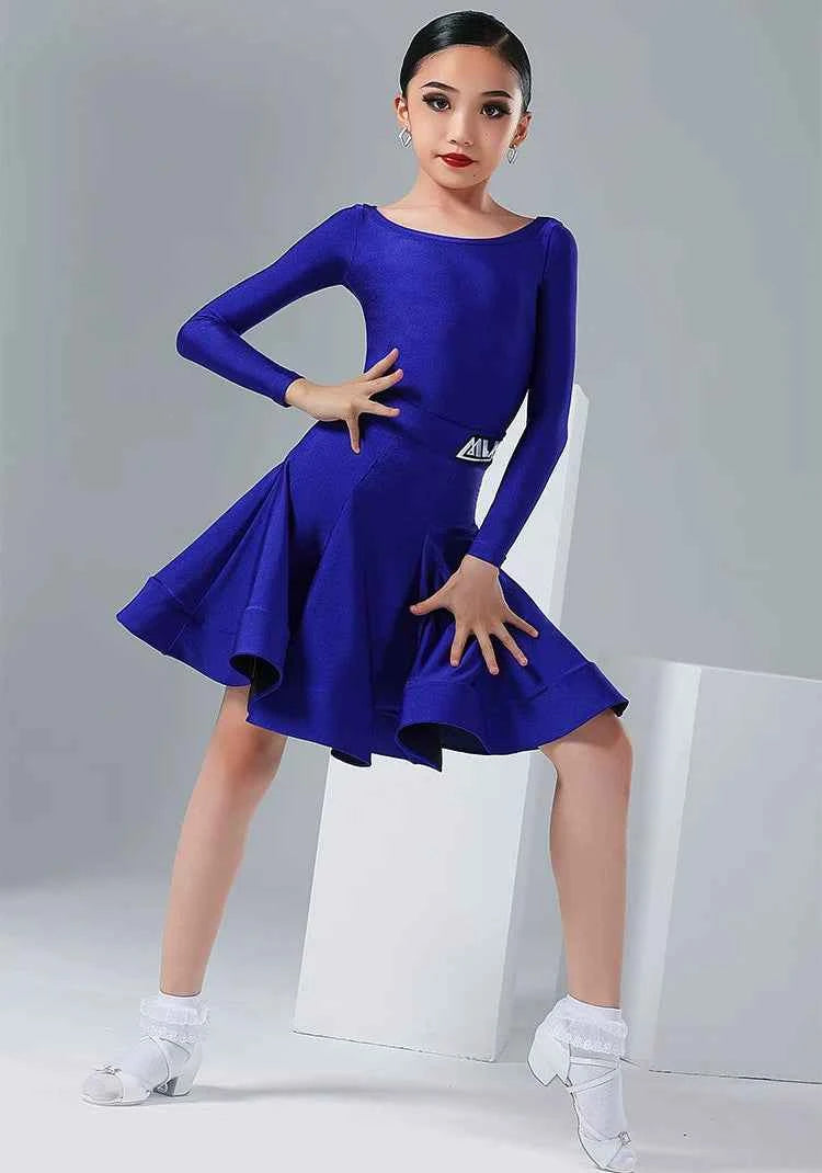 MLX.8922 Children's National Standard Dance Split Standard Uniform Latin Dance Girls' Long Sleeve Competition Grading Regulations Clothing