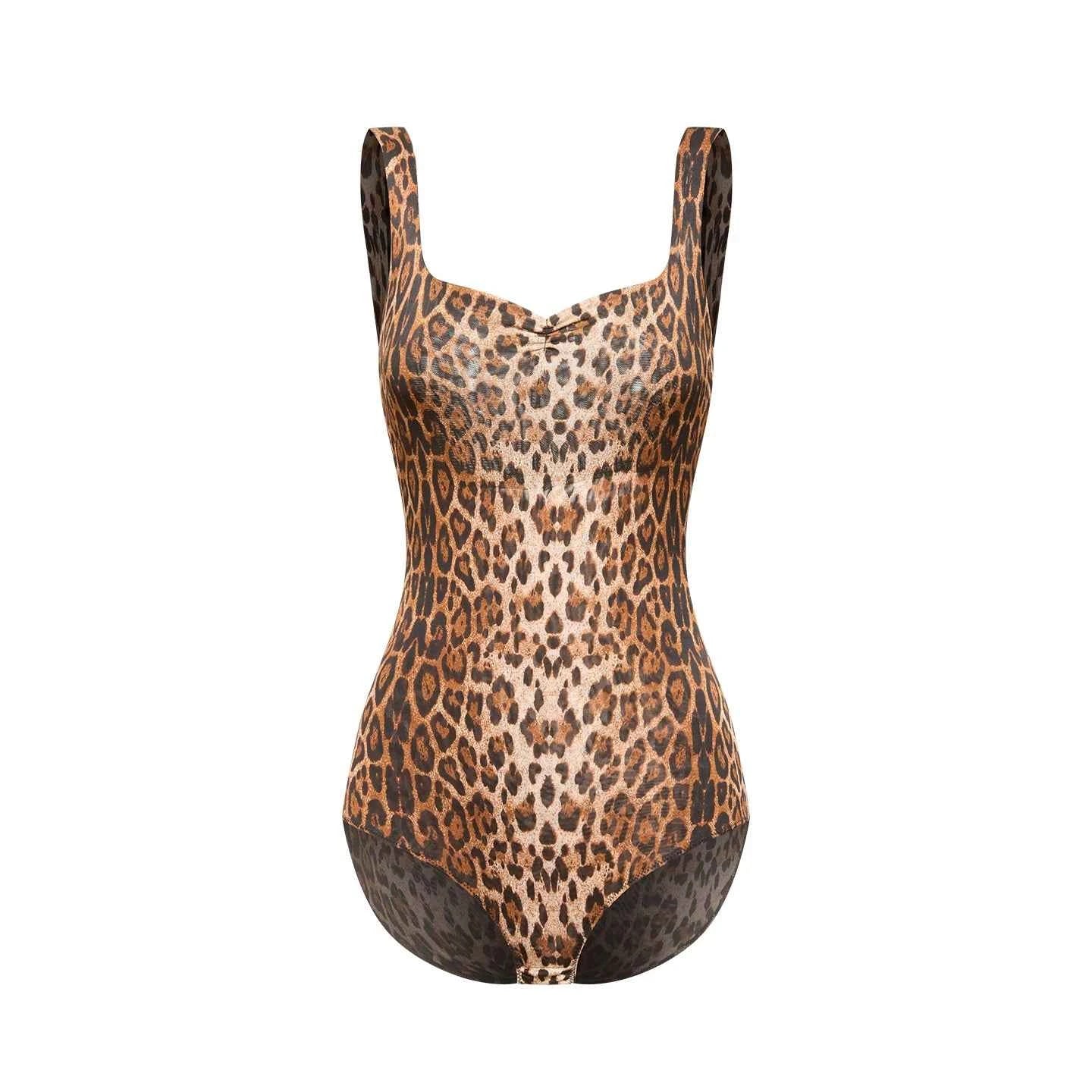DUYQ "Leopard Hidden, Xia Ying" Latin 005basics leopard print one-piece top national standard women's Latin dance practice suit - Mine·Jas