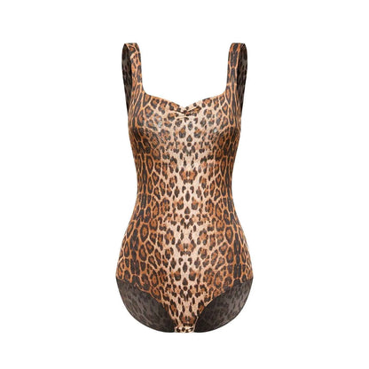 DUYQ "Leopard Hidden, Xia Ying" Latin 005basics leopard print one-piece top national standard women's Latin dance practice suit - Mine·Jas