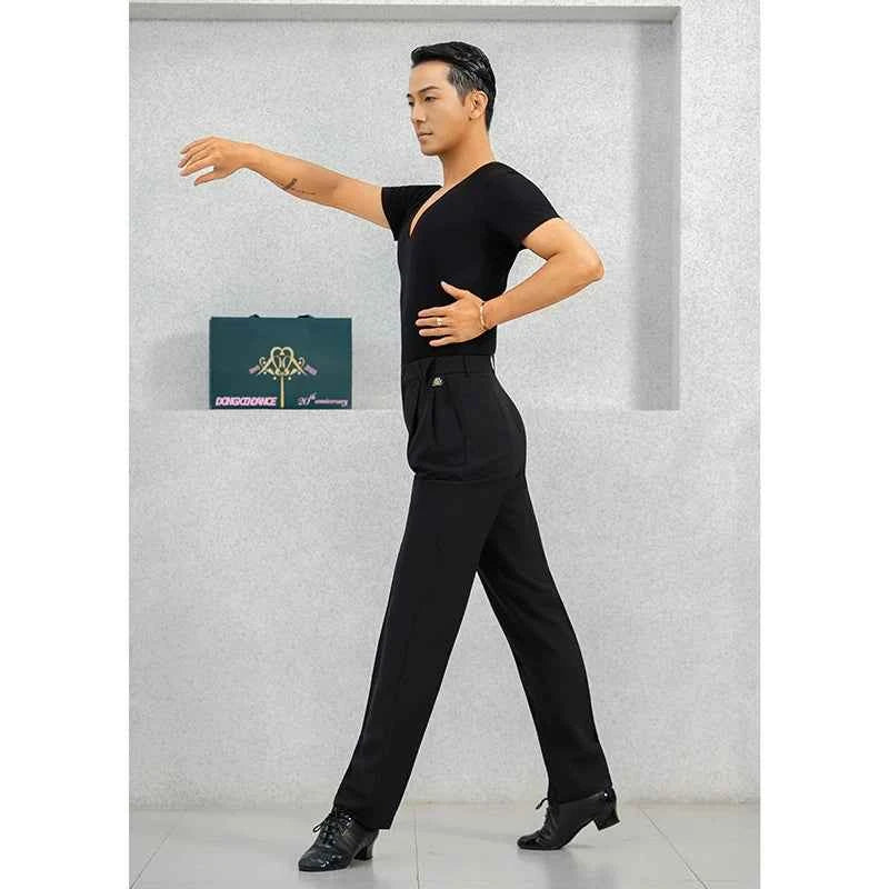 DONGXIN Men's High Waist Dance Pants, Durable & Comfortable Straight Leg Practice Trousers NK710