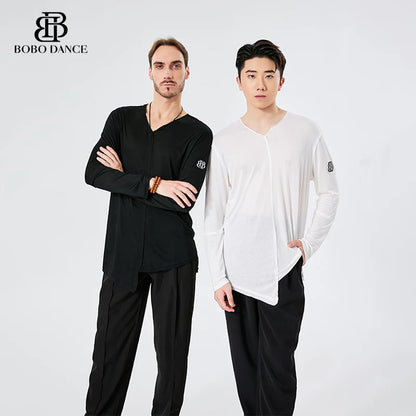 BOBO. L160 Boys Latin Dance Clothing High-end Professional Practice Clothing Men's Adult Loose Long Sleeve Top