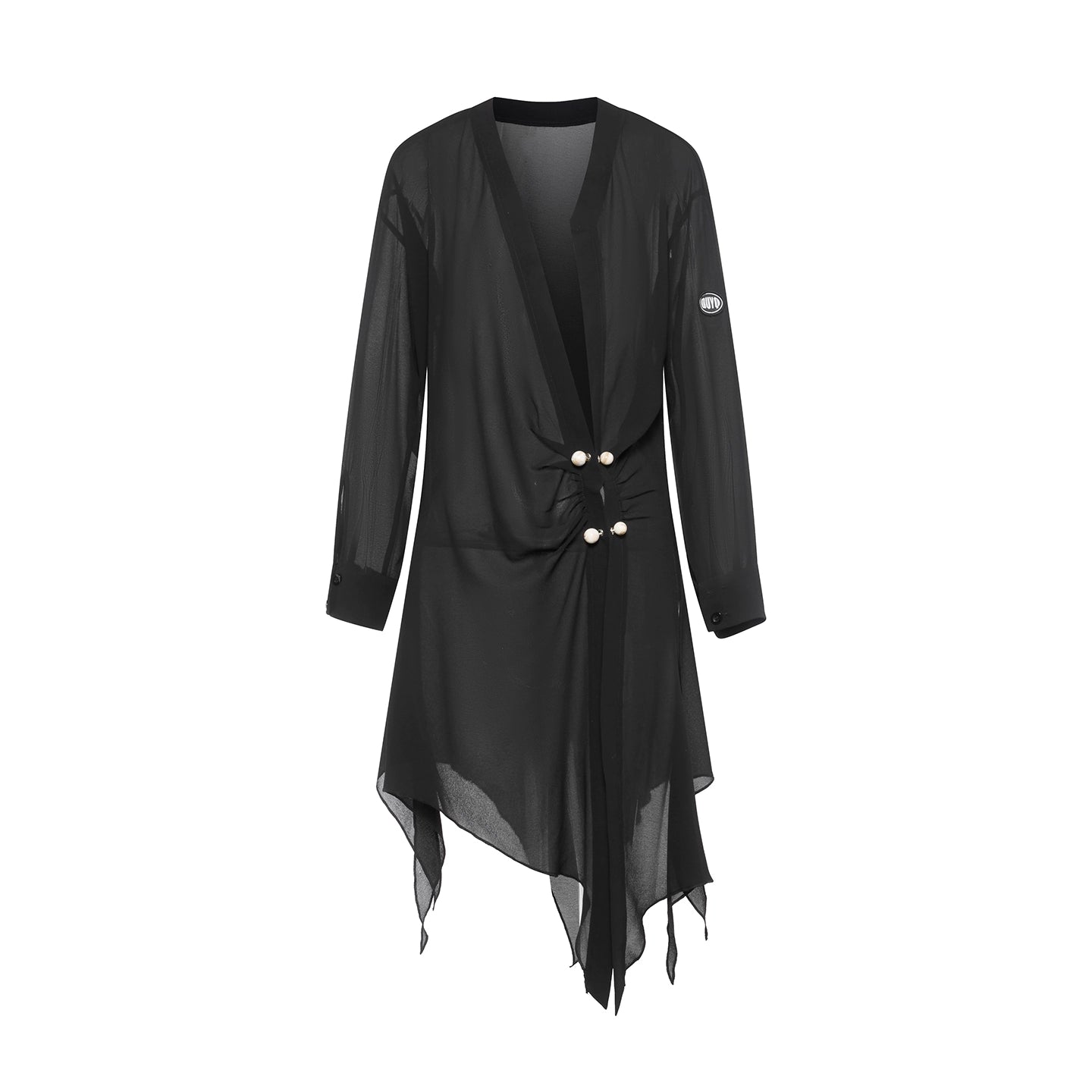 DUYQ [Polina] 005Black teacher pearl chiffon national standard professional Latin dance teacher top