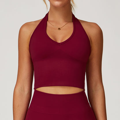 ZC. DWX7725 Breathable Neck Back Yoga Bra Seamless Sports Underwear Women's Summer Shockproof Fitness Top