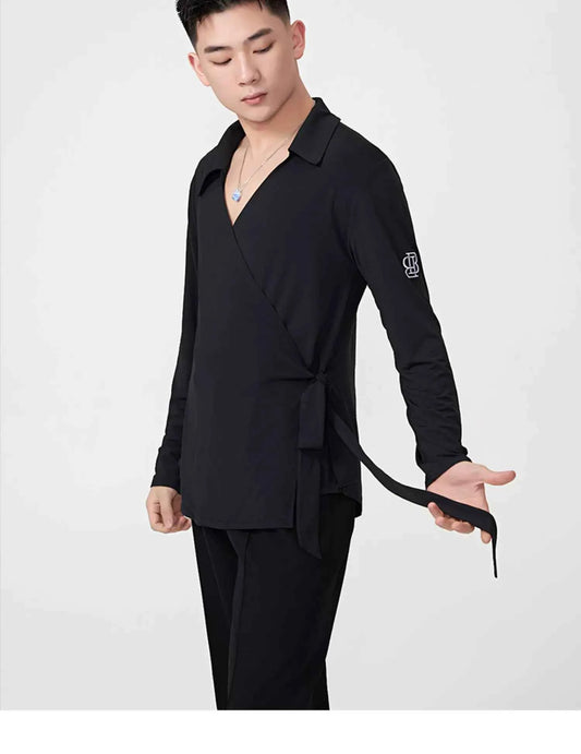 BOBO-DANCE.L087 Latin Dance Suit Men's Long Sleeve Top Practice Suit Loose Couple Shirt Premium Shirt Professional Art School Student