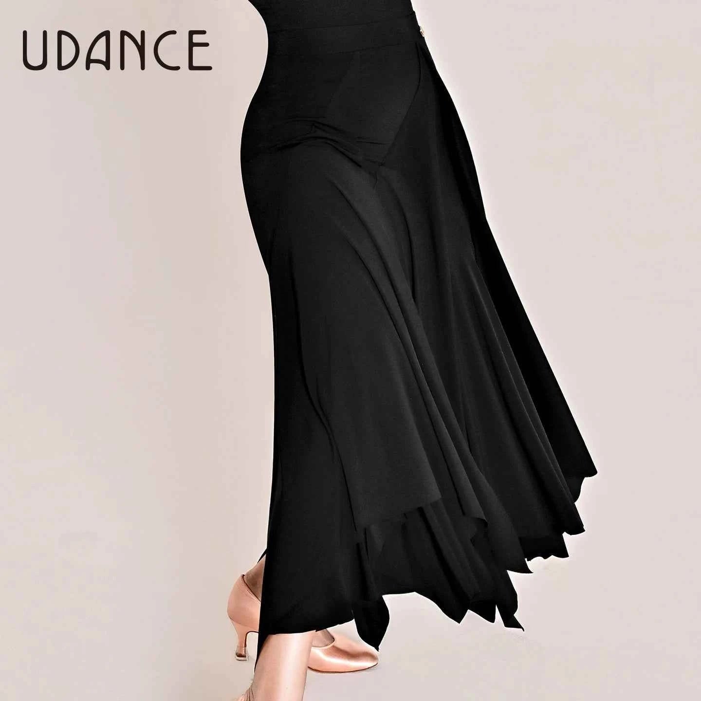 UDANCE ballroom long dress asymmetrical hem long skirt irregular cut silky pendant AMD05
