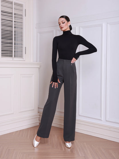 TID high-waisted dance pants thin adult female ballroom dance straight trousers K019