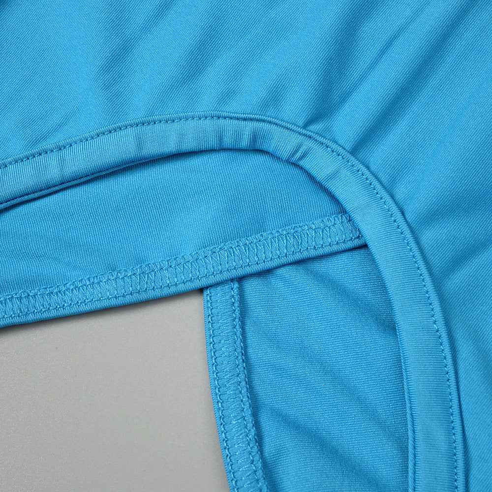 Z0019 Blue High Waist Slim Dress