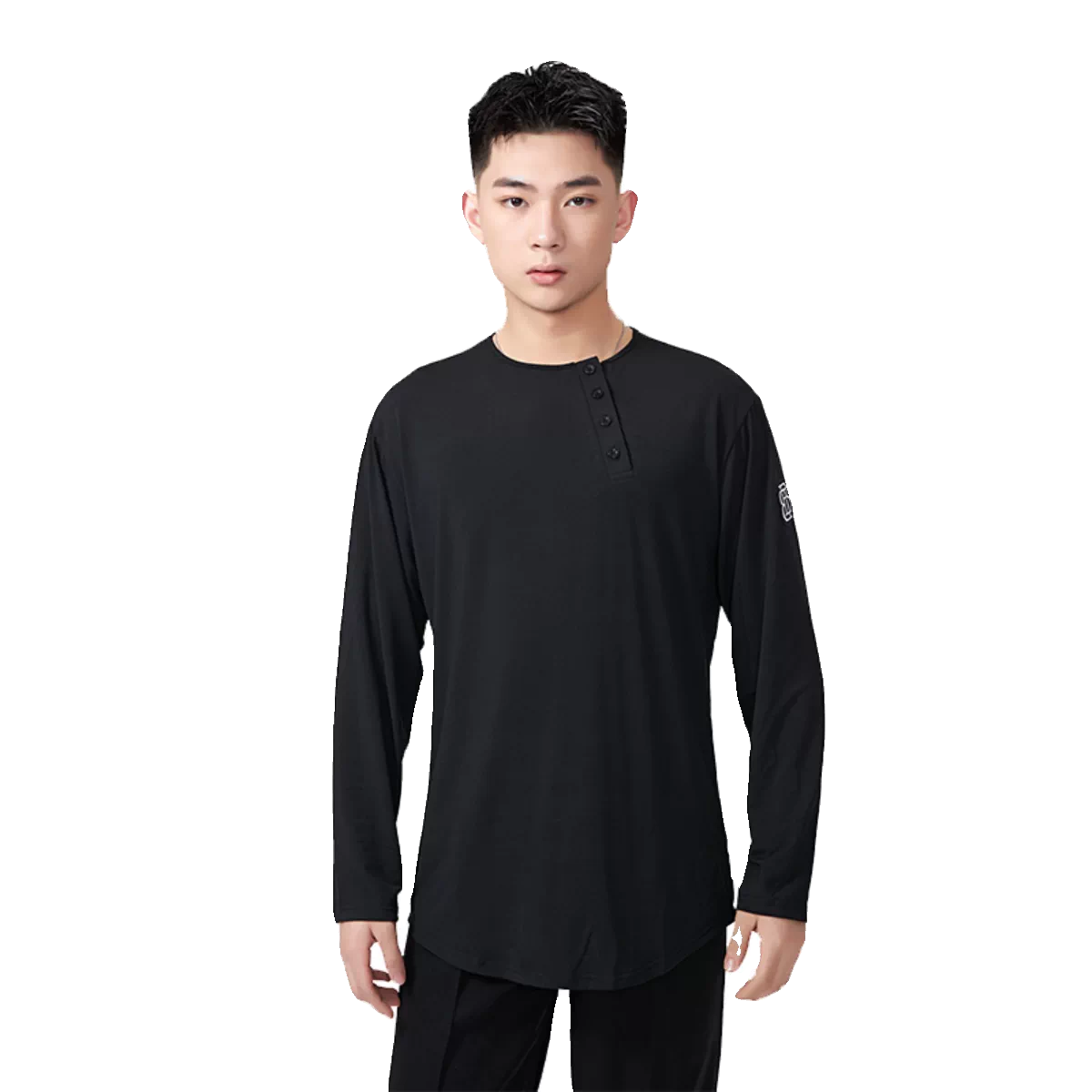 BOBO.L074 Boys Latin Dance Suit Crew Neck Black and White T-Shirt Men's Ballroom Dance Professional Latin Practice Suit Dance Top
