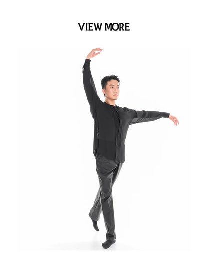 DUYQ "Men's Series" 007 streamer stand-up collar long-sleeved national standard men's Latin dance practice clothes professional
