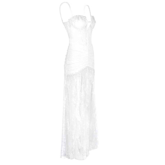 BD2628 one-shoulder lace slim dress