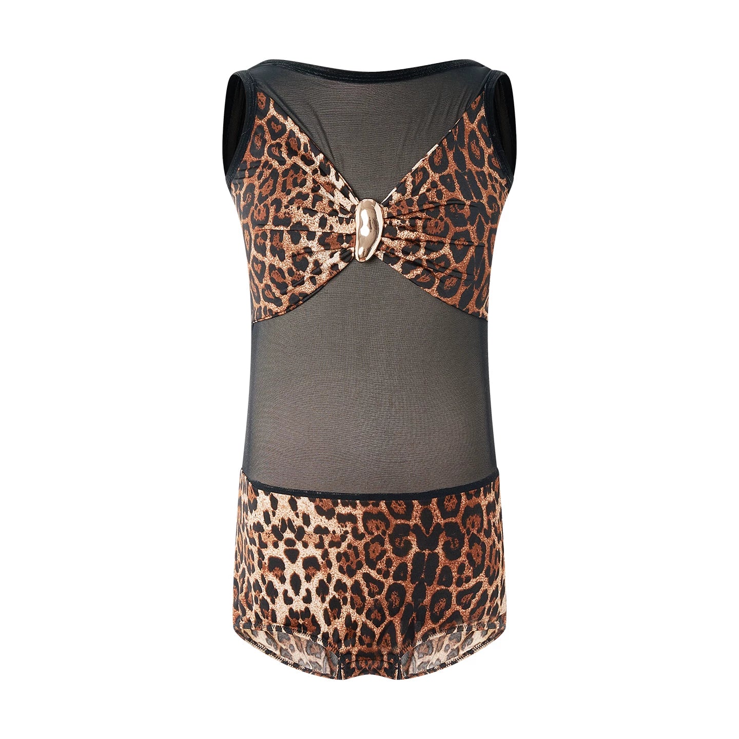 DUYQ children's style "Leopard Hidden Xia Ying" 010 mesh top gymnastics suit girls Latin dance practice suit - Mine·Jas