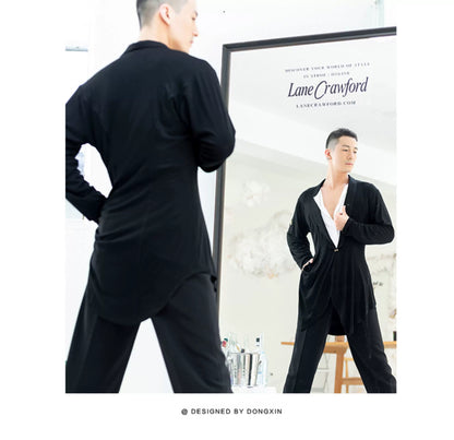 NY576 Dongxin dance suit, Latin dance men's dance waist cardigan, single-button line design elegant coat