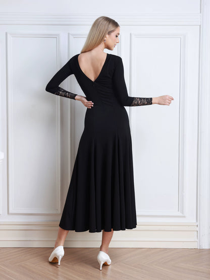 TID ballroom dance long-sleeved autumn and winter practice dress D033