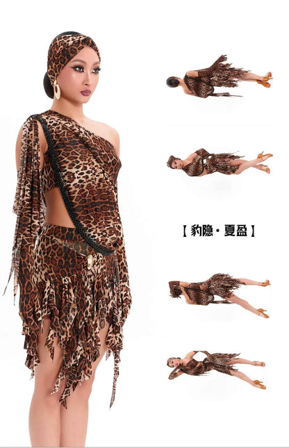 DUYQ "Leopard Hidden, Xia Ying" Latin 013 streamer tube top, national standard women's Latin dance practice suit