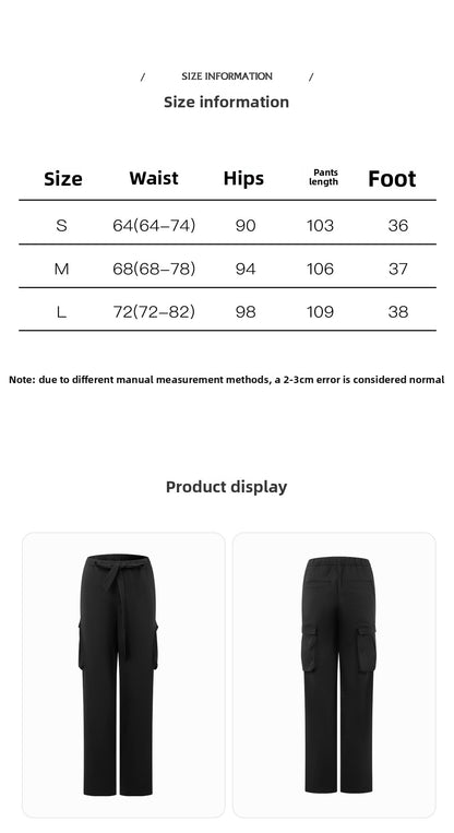 DUYQ "Female Teacher Series" 008 Black three-dimensional pocket drawstring elastic waist trousers Latin dance suit professional