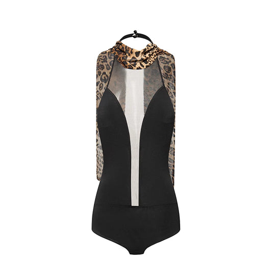 DUYQ "Chasing Leopard Girl" 015 deep V neck neck sleeveless streamer top women's adult Latin dance practice clothes professional