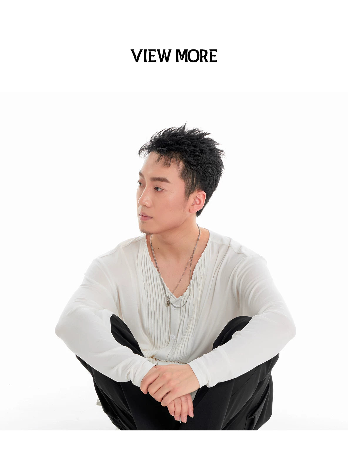 DUYQ "Men's Series" 003V neck pleated long-sleeved top national standard men's Latin dance professional new product